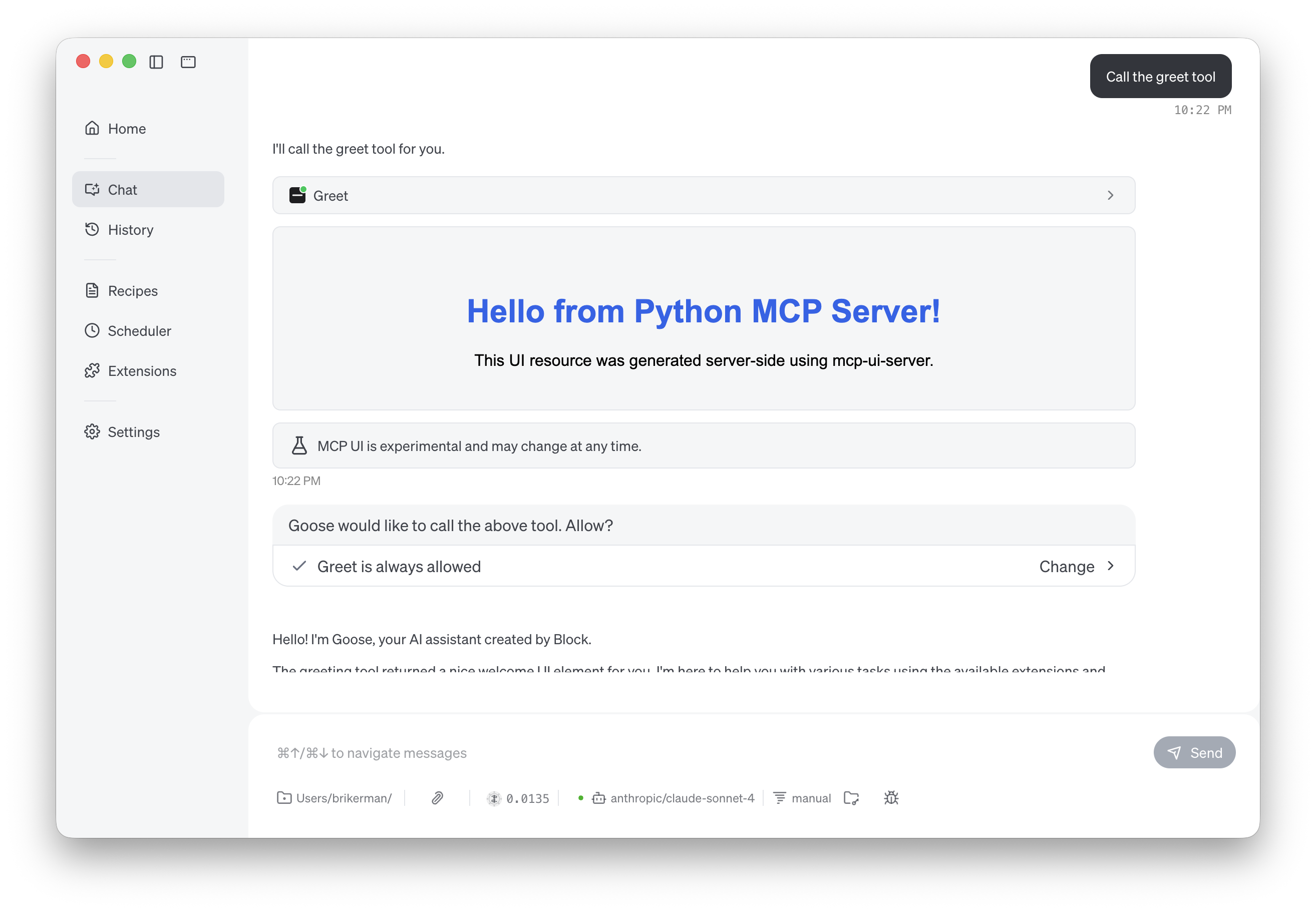 Goose Desktop rendering the greeting card