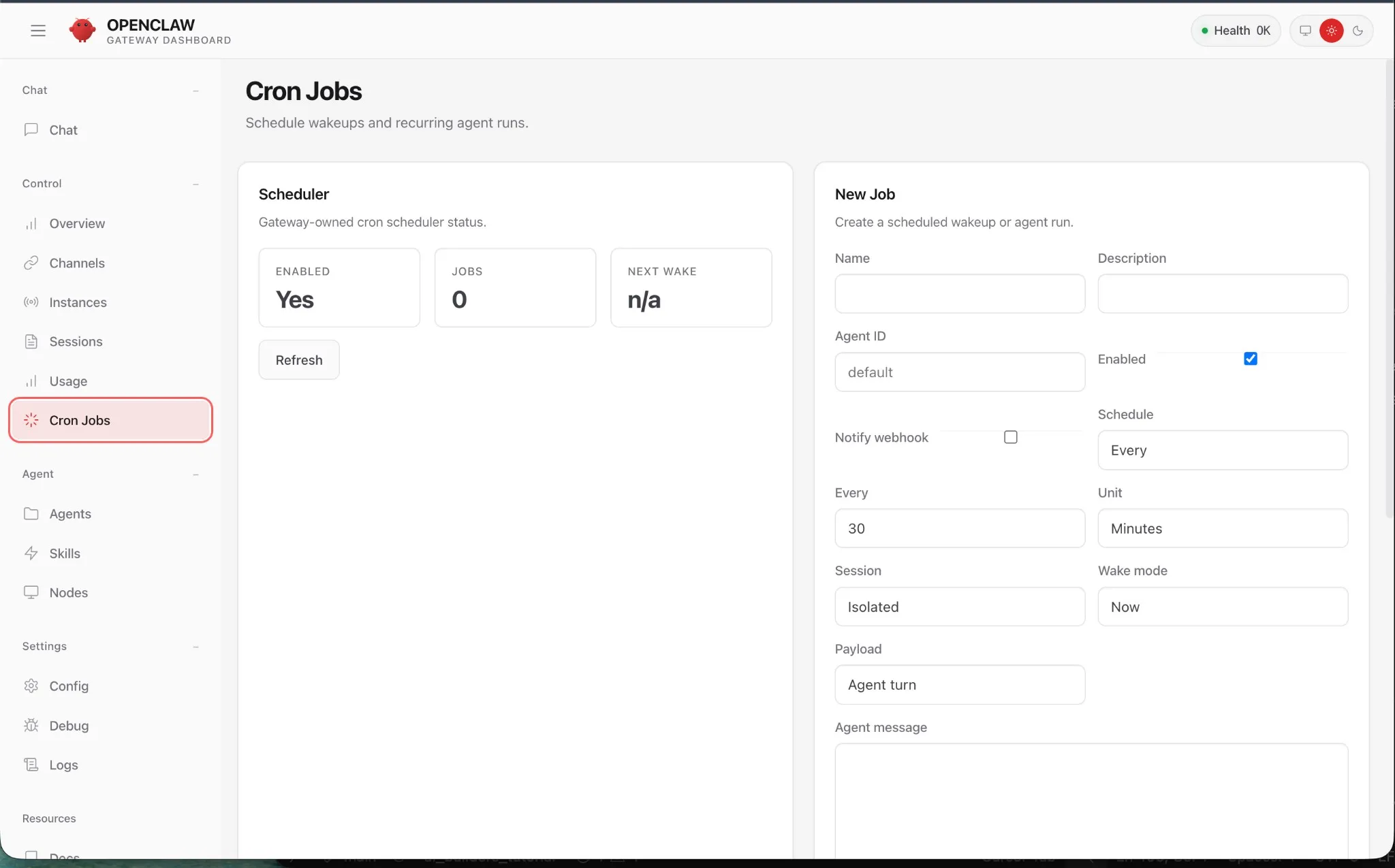 Cron Jobs — Schedule wakeups and recurring agent runs