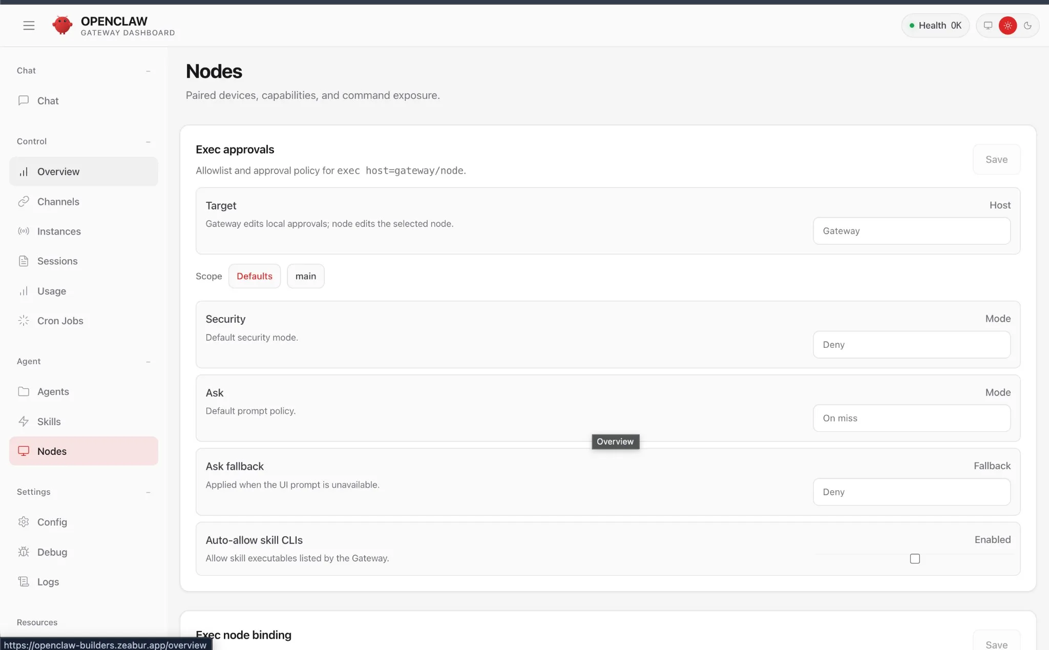 Nodes — Paired devices, capabilities, and command exposure