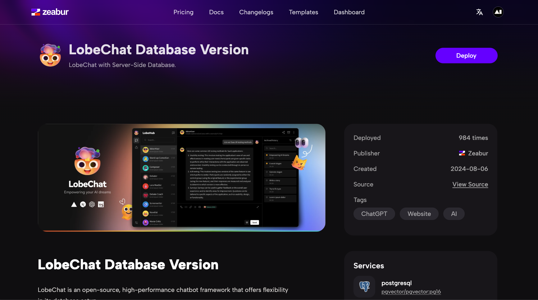 zeabur-lobechatdatabase