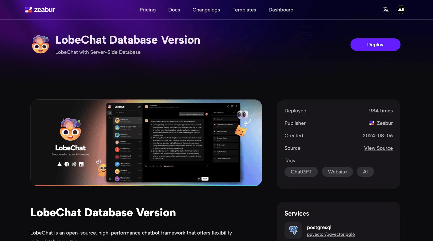 zeabur-lobechatdatabase